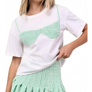 NEW JACQUIE THE LABEL bikini patch t-shirt in green patch